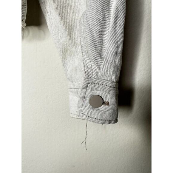 $395 VINCE Linen Italy Cropped Button-front Utility Jacket In Chalk Petite XS - Picture 11 of 16